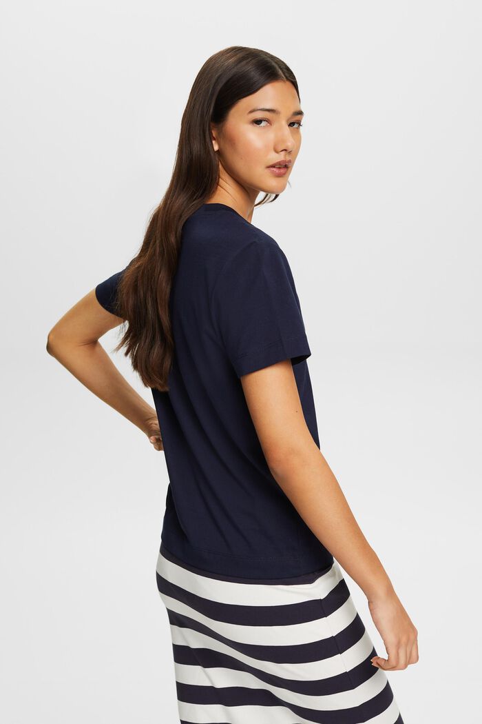 Camiseta de algodón con cuello redondo, NAVY, detail image number 3