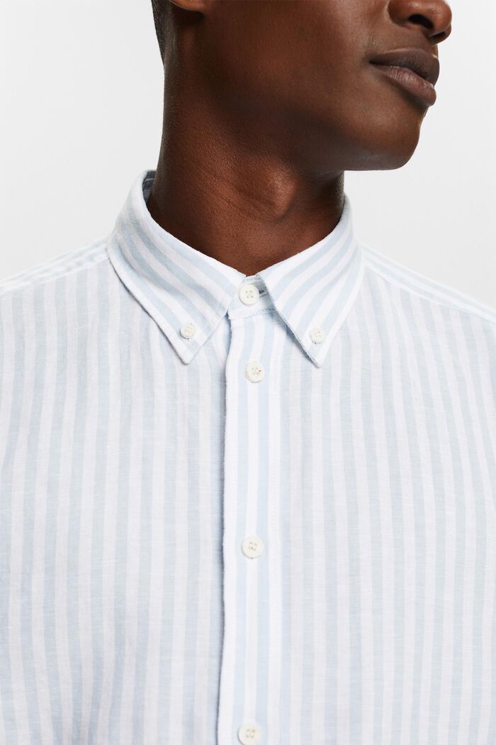 Camiseta de popelina de algodón a rayas, LIGHT BLUE, detail image number 3