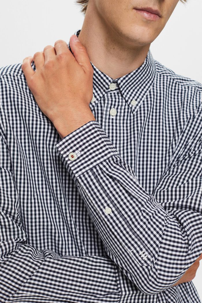 Camisa de cuadros vichy con cuello abotonado, 100% algodón, NAVY, detail image number 2