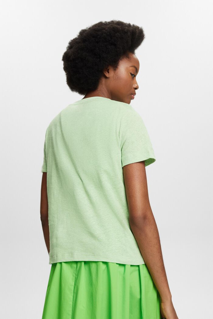 Camiseta de algodón y lino, LIGHT GREEN, detail image number 2