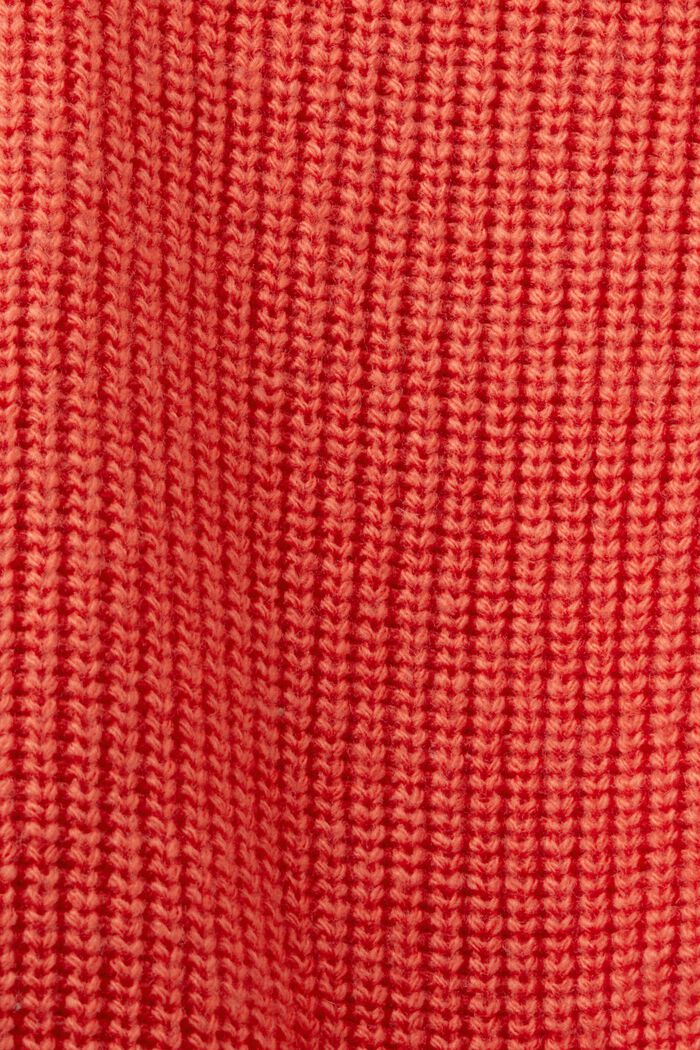 Cárdigan de punto trenzado, mezcla de lana, CORAL RED, detail image number 5