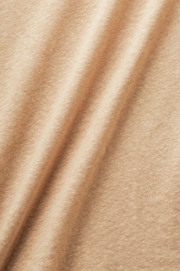 Camiseta de algodón y lino, BEIGE, detail image number 4