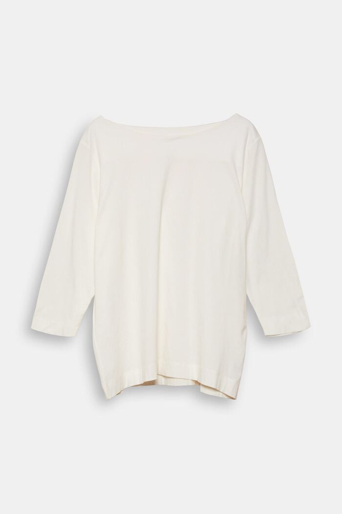 CURVY Camiseta con mangas de tres cuartos, algodón ecológico, OFF WHITE, overview