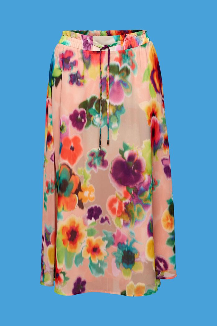 Falda midi con estampado de colores, CORAL, detail image number 7