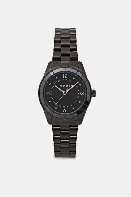 Reloj de acero inoxidable con pulsera de eslabones, BLACK, overview