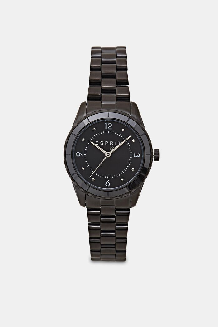 Reloj de acero inoxidable con pulsera de eslabones, BLACK, detail image number 0