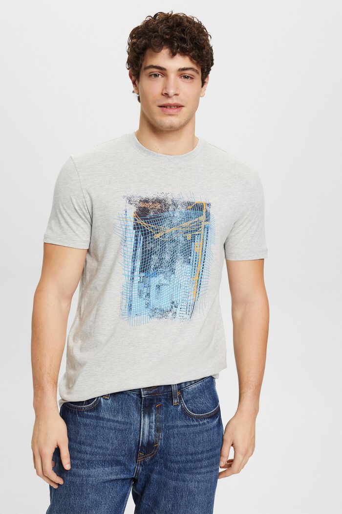 Camiseta de algodón sostenible con estampado, LIGHT GREY, detail image number 0