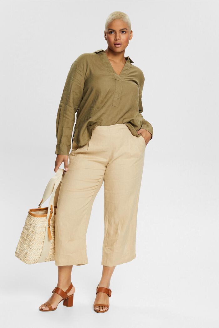 CURVY: pantalón culotte en 100% lino