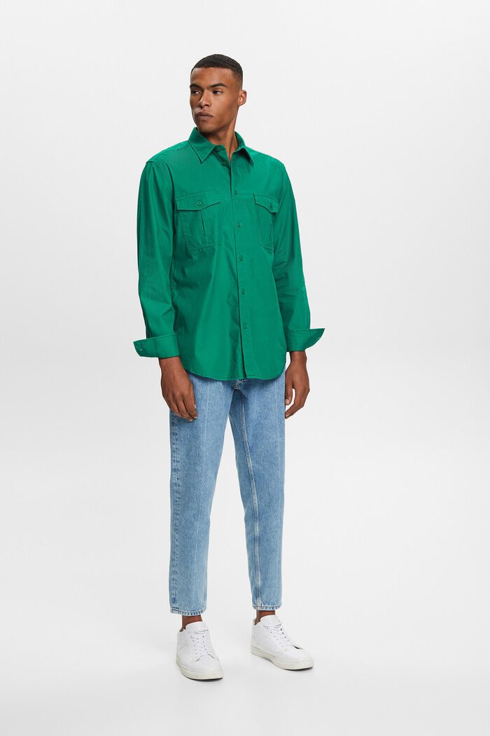 Camisa estilo militar de algodón, DARK GREEN, detail image number 1