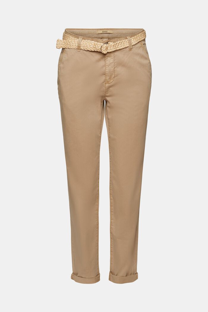 Pantalones chinos con cinturón, TAUPE, detail image number 5