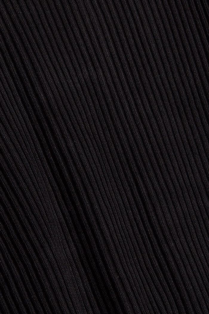 Jersey de punto acanalado con mangas abullonadas, BLACK, detail image number 4