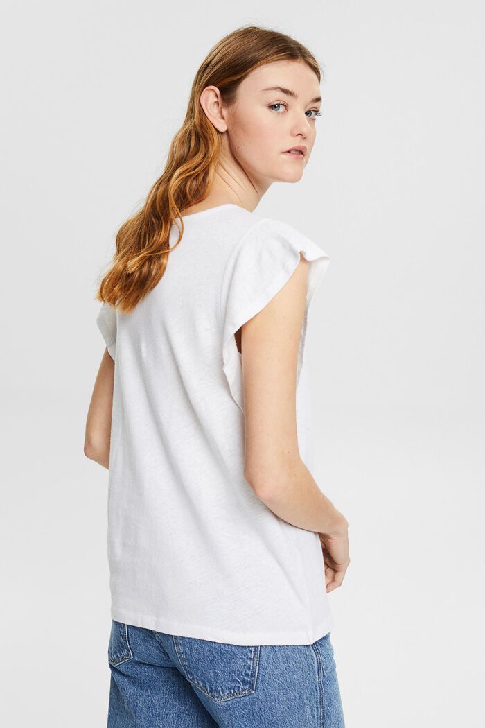 Con lino: camiseta estampada, WHITE, detail image number 3