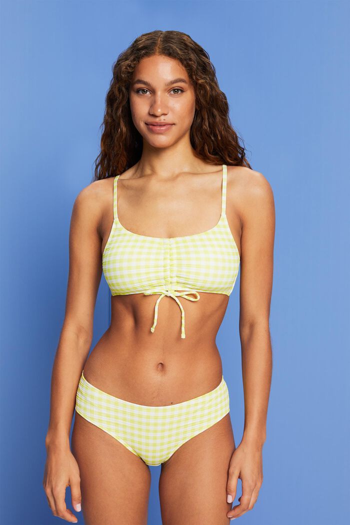 Reciclado: top de bikini sin tirantes con textura, LIME YELLOW, detail image number 0