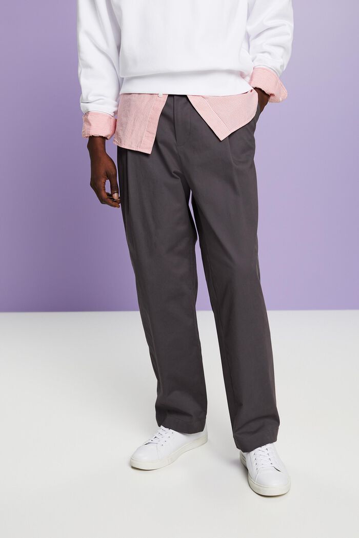 Pantalón chino de pernera amplia, DARK GREY, detail image number 0