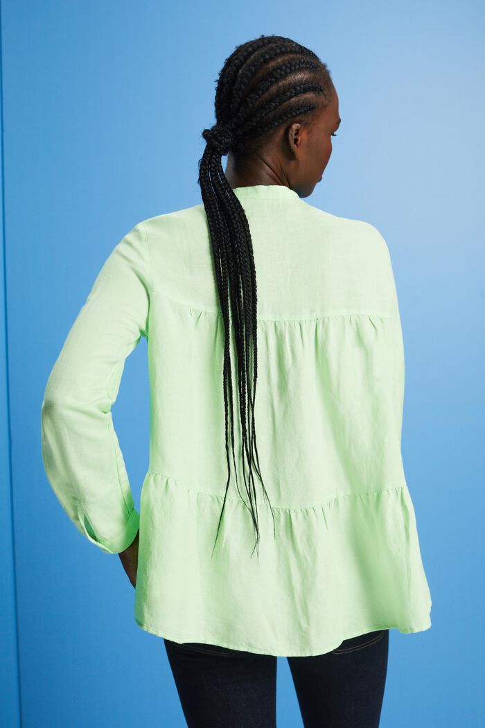 Blusa camisera de lino, CITRUS GREEN, detail image number 3