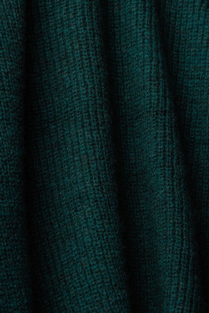Jersey de punto con media cremallera y lana, TEAL GREEN, detail image number 5