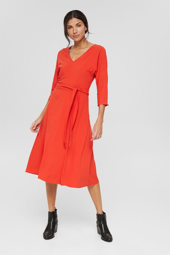 Reciclado: vestido midi con lazada, ORANGE RED, detail image number 0