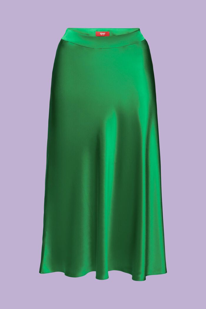 Falda midi de seda, GREEN, detail image number 6