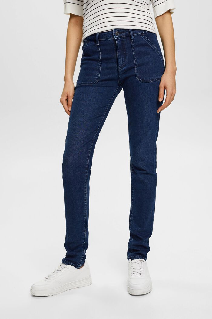 Jeans mid rise slim fit, BLUE DARK WASHED, detail image number 0