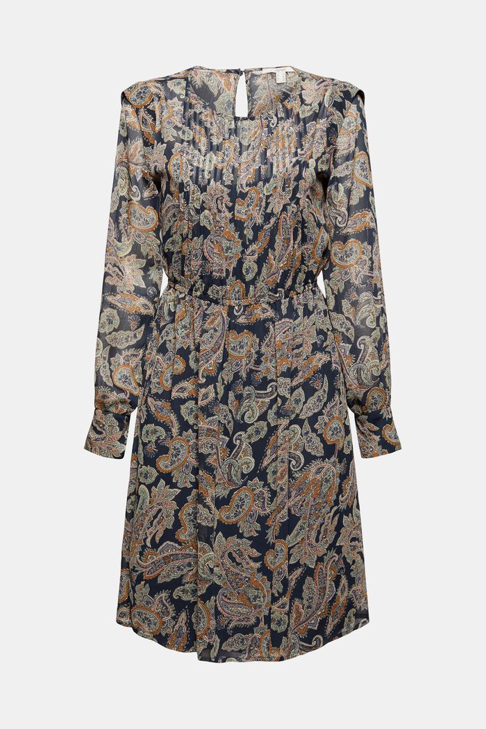 Reciclado: vestido de gasa con estampado paisley, NAVY, detail image number 5