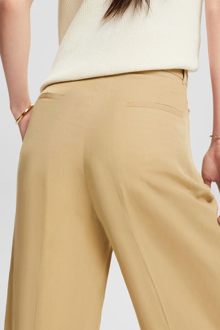 Pantalón culotte de tiro alto y pernera amplia, BEIGE, detail image number 3