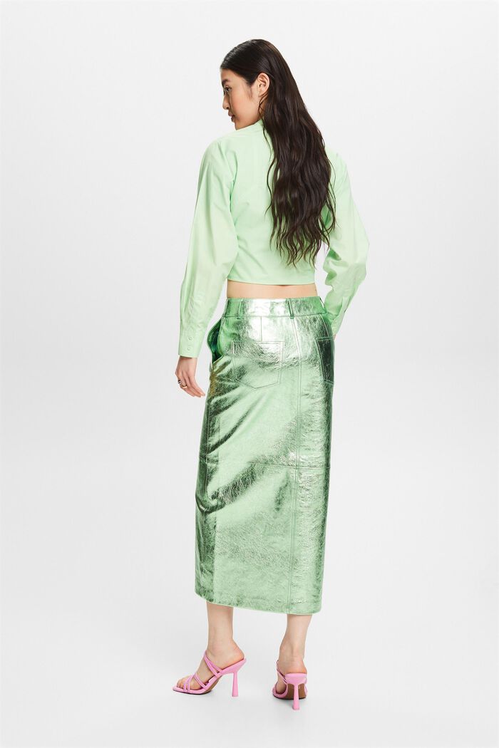 Falda revestida de cuero metalizada, LIGHT AQUA GREEN, detail image number 2