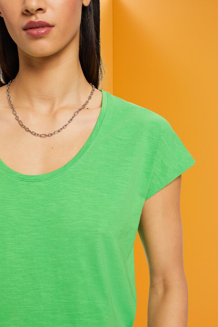 Camiseta de algodón con cuello en U, GREEN, detail image number 2