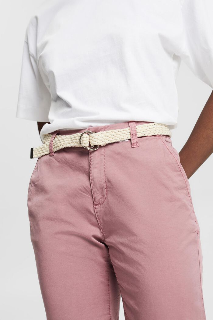 Pantalón chino con cinturón trenzado, MAUVE, detail image number 2