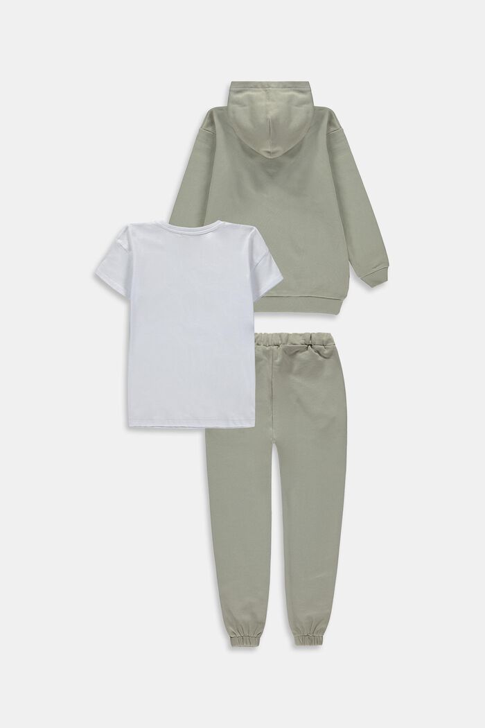 Conjunto combinado: Sudadera de capucha, camiseta y pantalones deportivos, DUSTY GREEN, detail image number 1