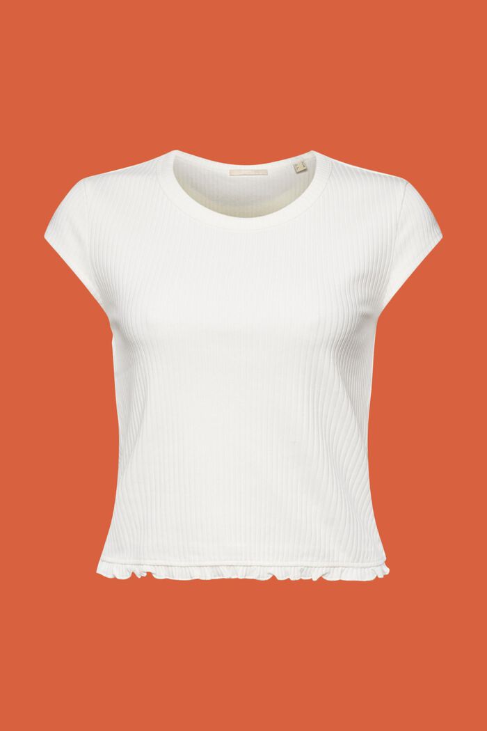 Camiseta acanalada con bajo fruncido, OFF WHITE, detail image number 5