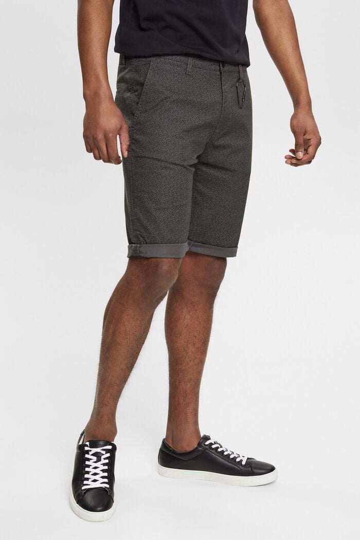 Pantalones cortos de algodón ecológico con estampado y llavero, DARK GREY, detail image number 0