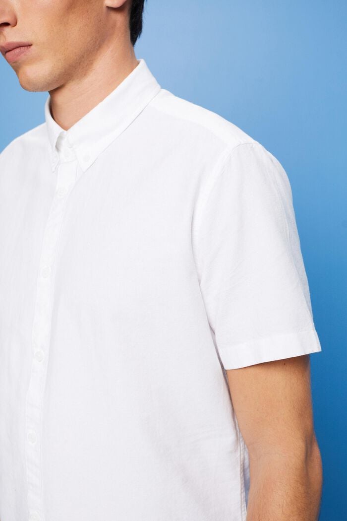 Camisa de algodón con cuello abotonado, WHITE, detail image number 2