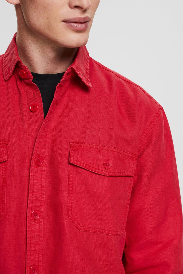 En mezcla de lino: camisa oversize, RED, detail image number 2