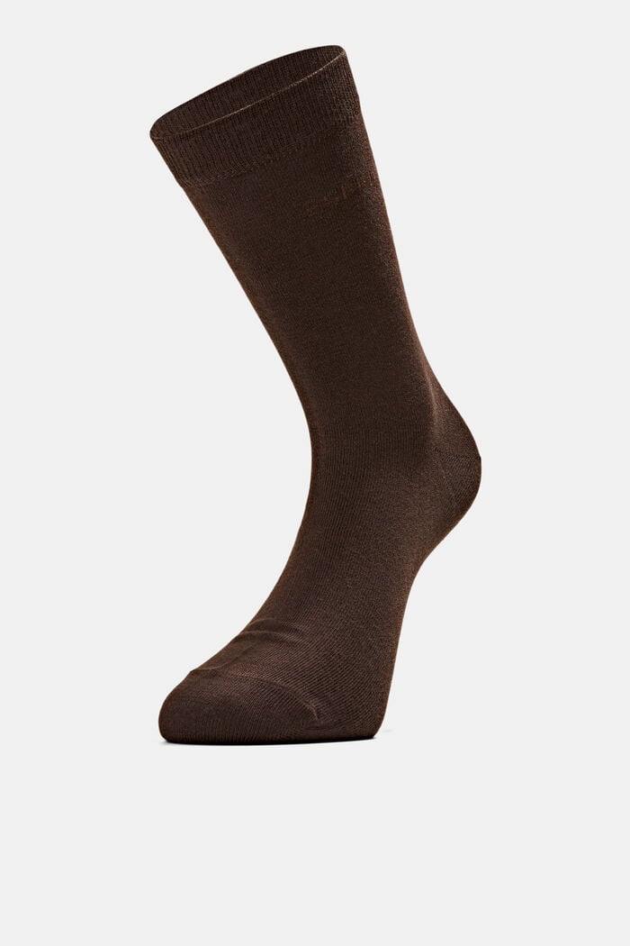 Pack de 2 pares de calcetines de punto, en algodón ecológico, DARK BROWN, detail image number 0