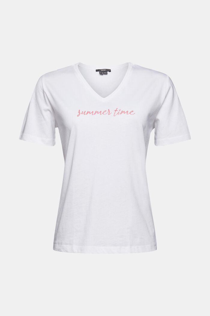 Camiseta con estampado de letras, algodón ecológico, WHITE, detail image number 0