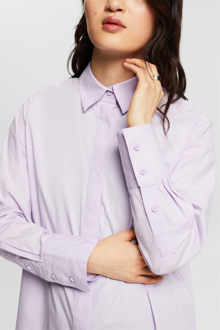 Camisa oversize en popelina de algodón, LAVENDER, detail image number 3