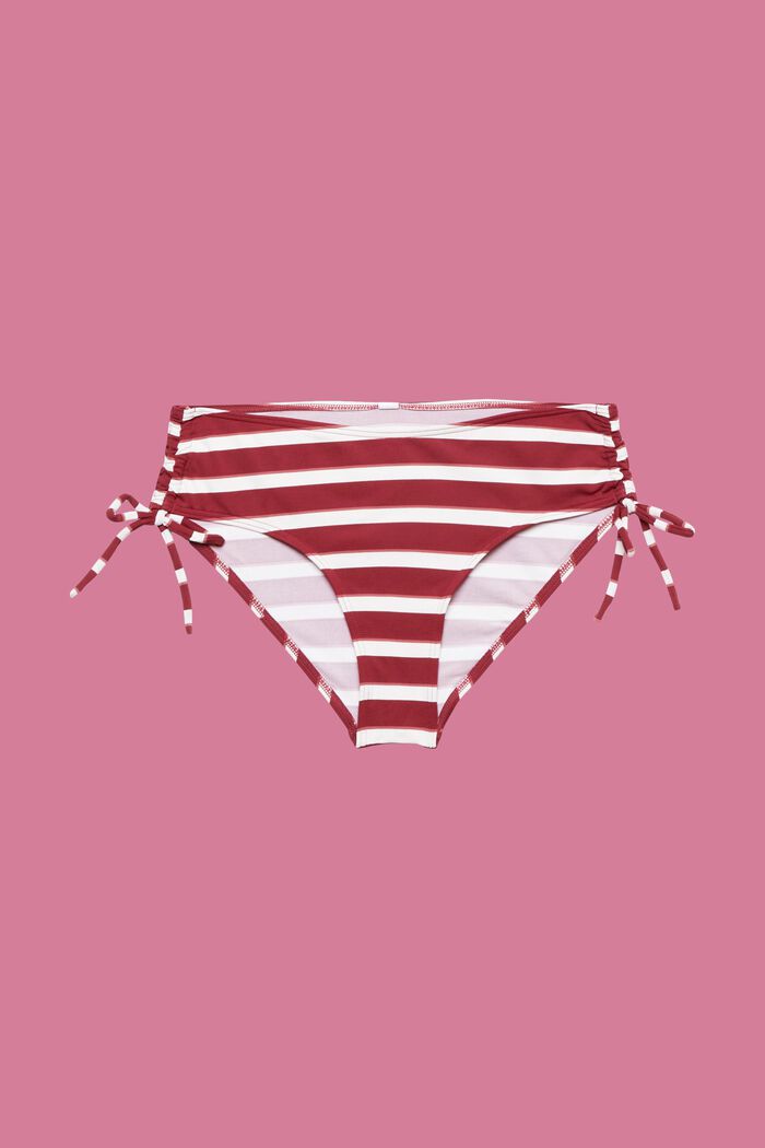 Braguita de bikini de rayas con cintura de altura media, DARK RED, detail image number 4