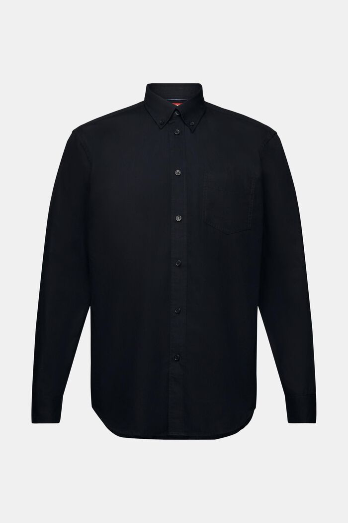 Camisa de cuello abotonado de popelina, 100 % algodón, BLACK, detail image number 6