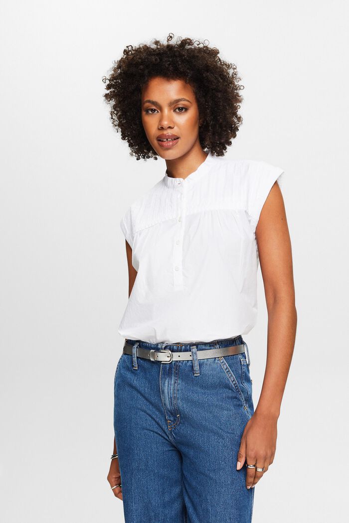 Blusa de algodón sin mangas, WHITE, detail image number 0