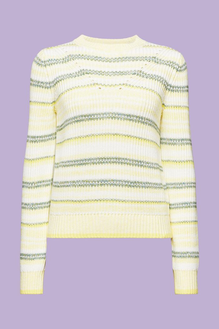 Jersey a rayas con cuello redondo, PASTEL YELLOW, detail image number 6
