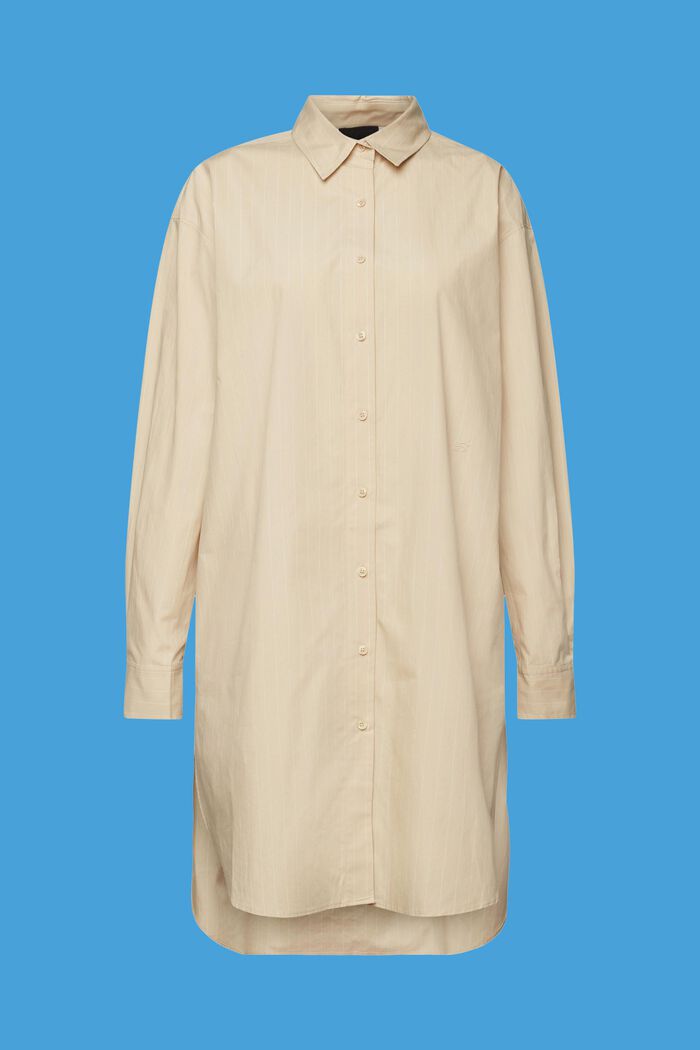 Vestido camisero de raya diplomática, 100% algodón, BEIGE, detail image number 6