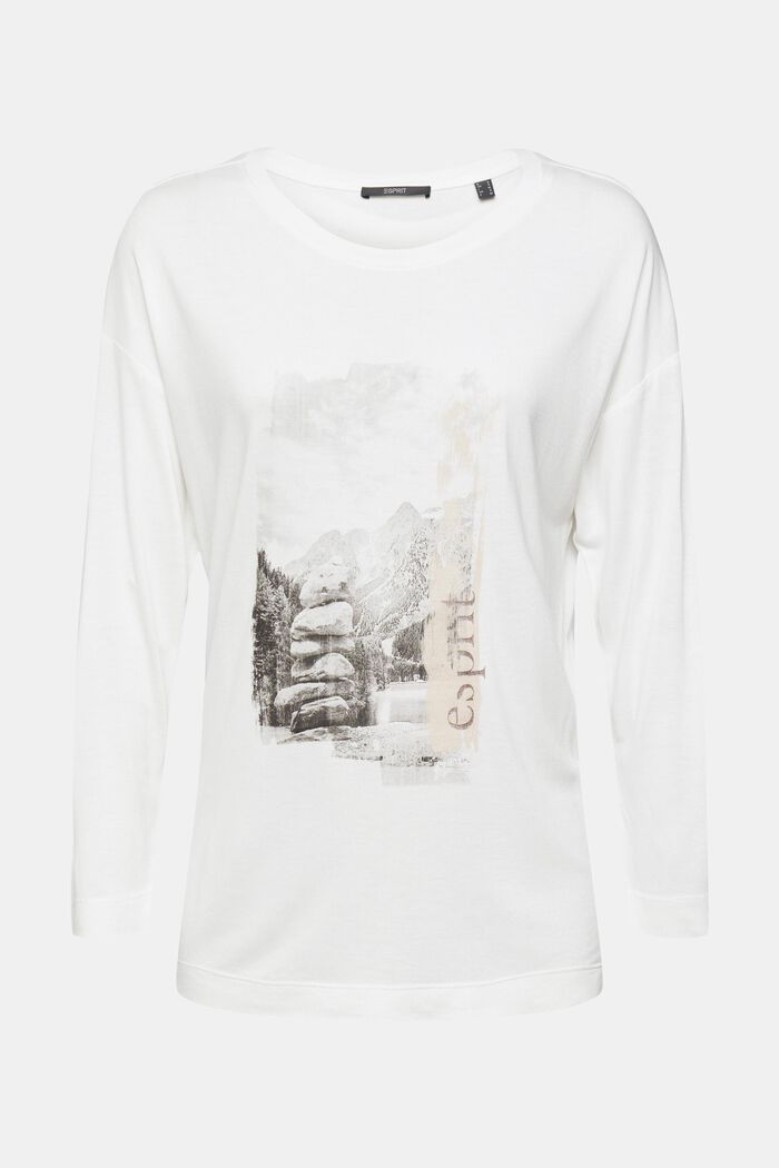 Camiseta de manga larga con estampado de naturaleza, LENZING™ ECOVERO™