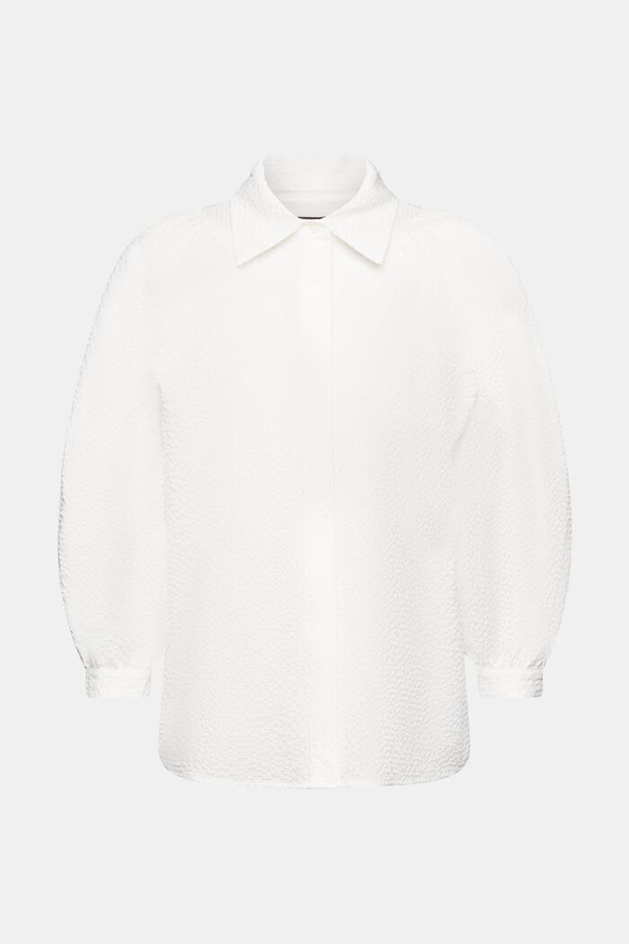Blusa en tejido de sirsaca con mangas abullonadas, OFF WHITE, detail image number 5