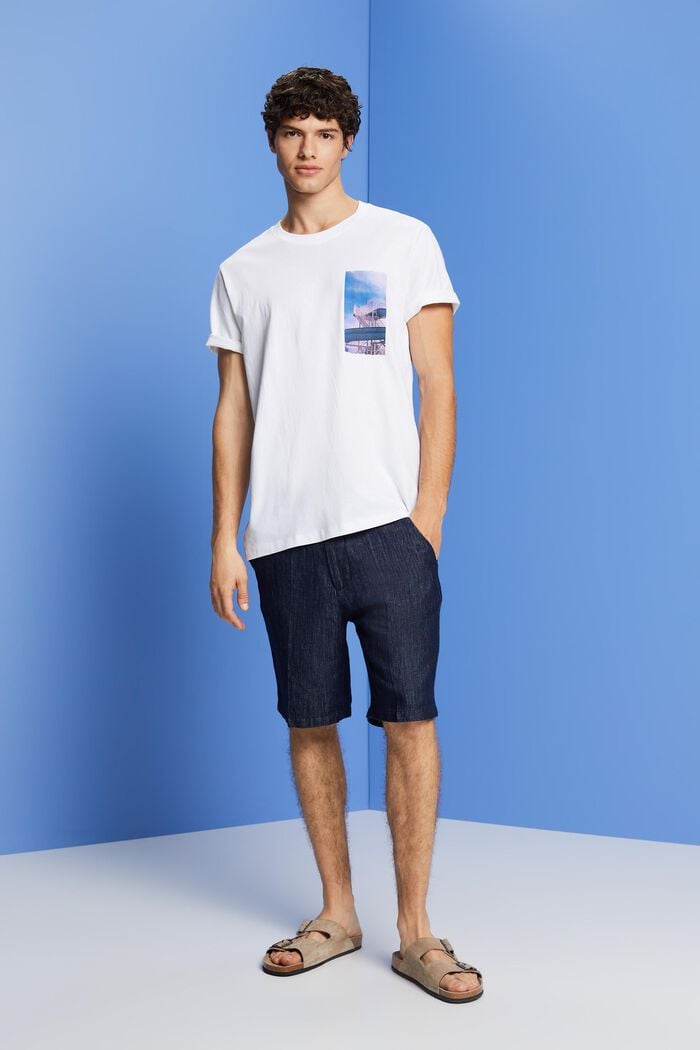 Camiseta con estampado en el pecho, 100% algodón, WHITE, detail image number 4