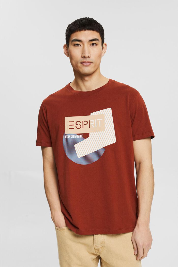 Camiseta de algodón ecológico con estampado, RUST BROWN, detail image number 0