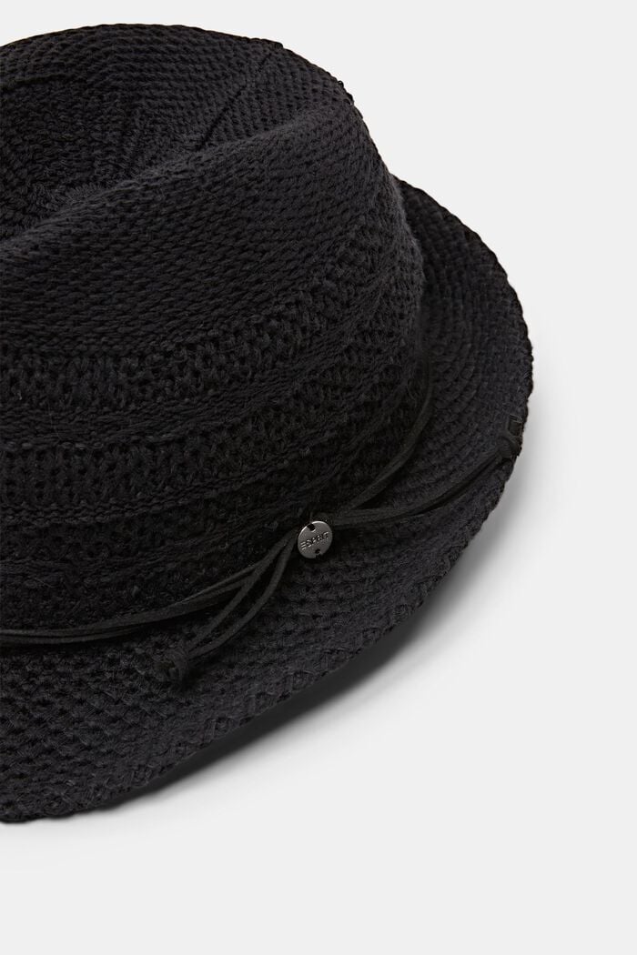 Sombrero fedora de punto, BLACK, detail image number 1
