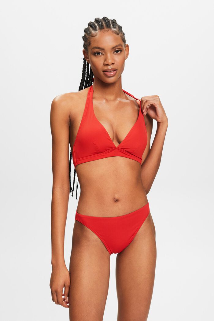 Top de bikini con relleno y tirantes al cuello, DARK RED, detail image number 0
