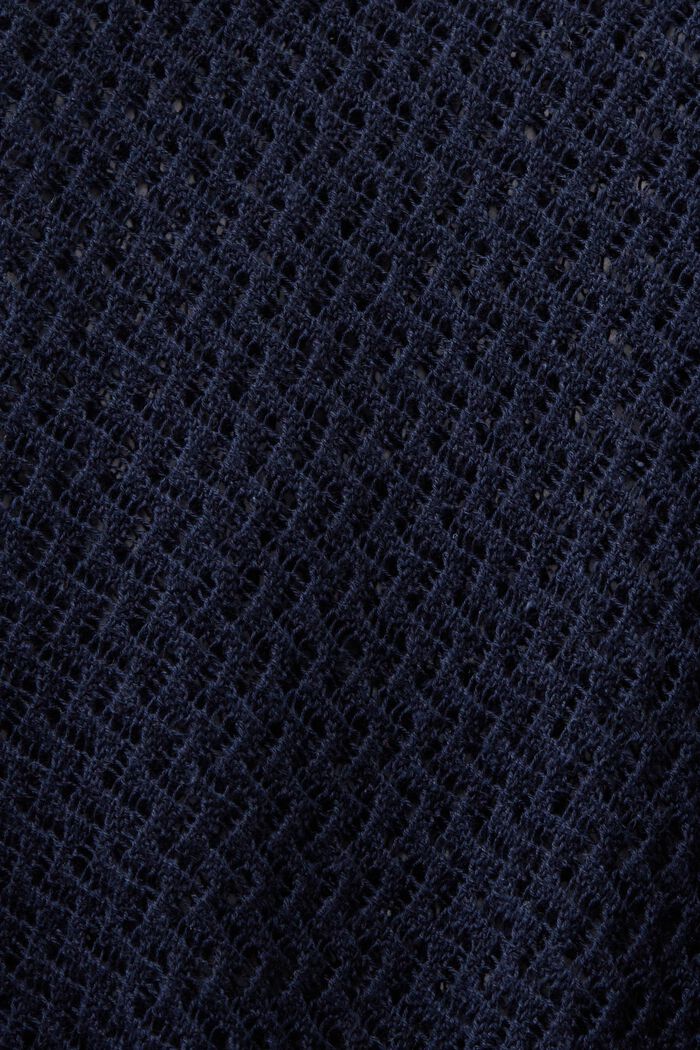 Jersey de cuello en pico con textura, NAVY, detail image number 5