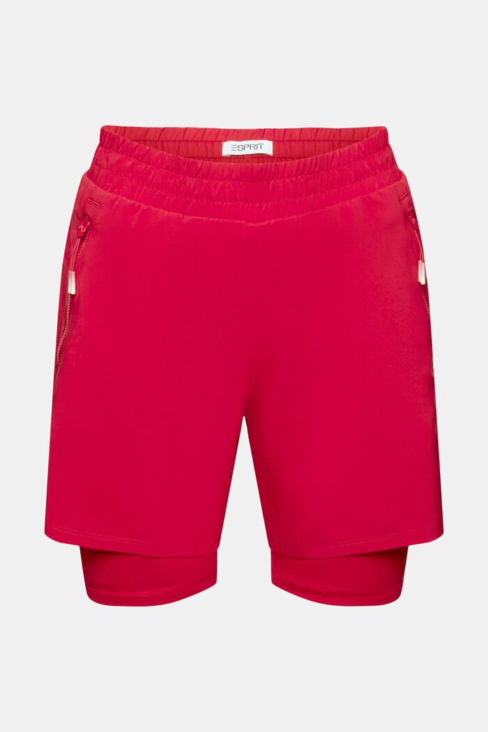 Pantalones cortos deportivos de doble capa, DARK RED, detail image number 6