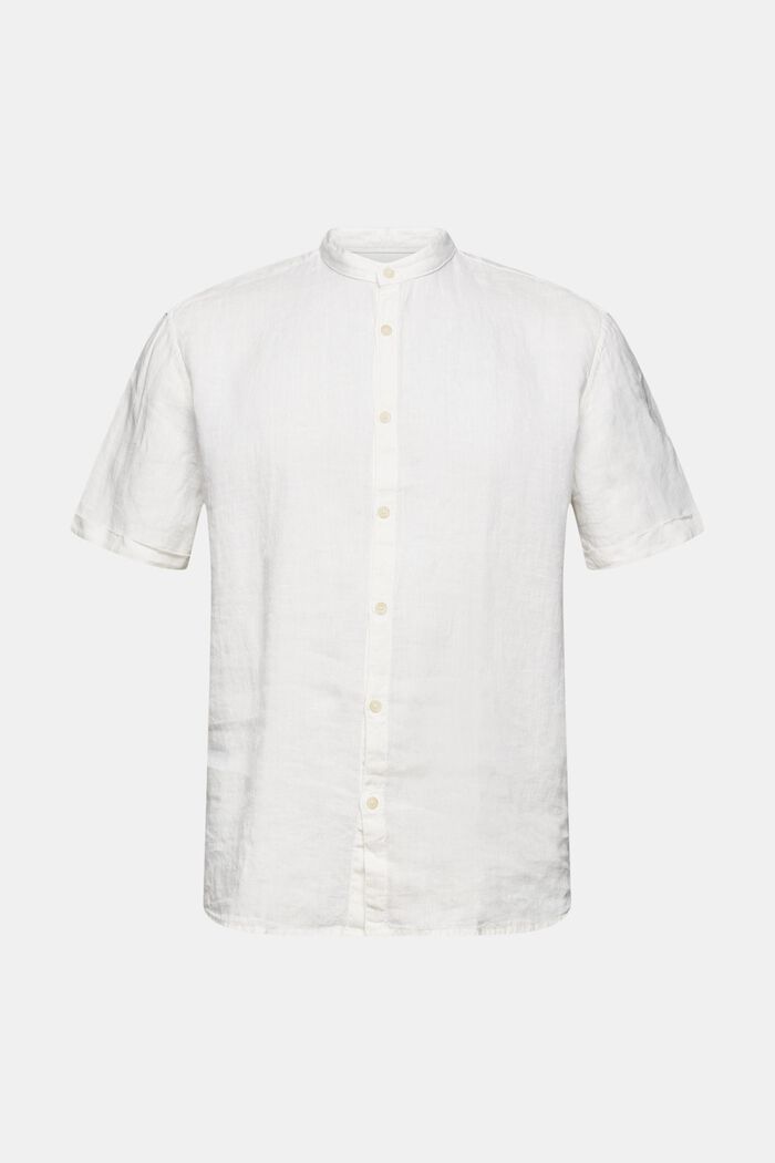 Camisa con cuello mao en 100 % lino, WHITE, detail image number 5